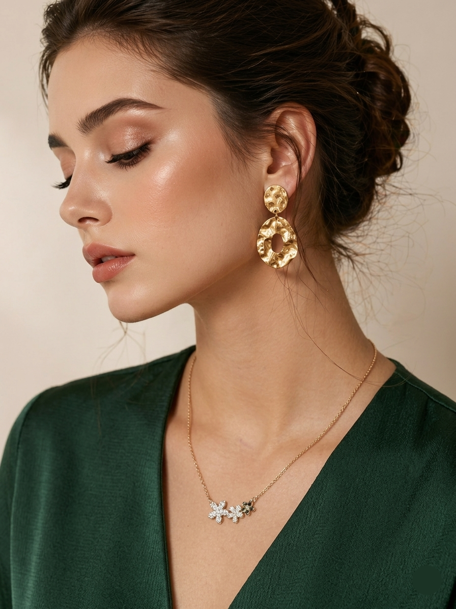 Gilded Flora Crystal Blossom Necklace